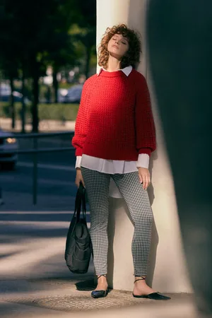 YSABEL MORA Pantaloni con stampa a quadretti