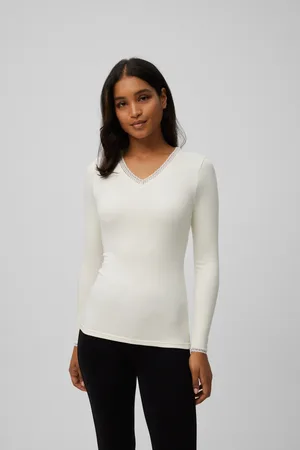 YSABEL MORA T-shirt termica con controllo della temperatura e dettaglio in pizzo a maniche lunghe