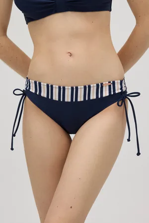 YSABEL MORA Slip bikini modellanti a righe blu scuro