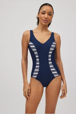 YSABEL MORA Costume da bagno modellante a righe blu scuro