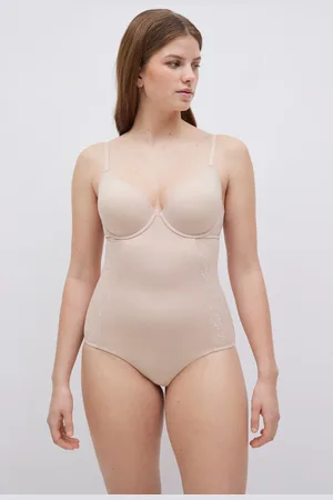 YSABEL MORA Body riduttore in pizzo a mezza compressione color carne con coppa C