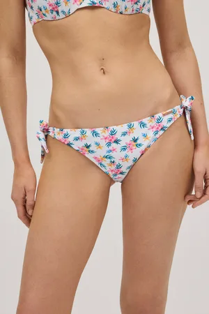 YSABEL MORA Slip bikini annodato floreale in micropiqué