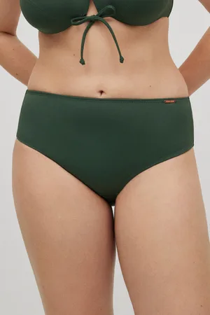 YSABEL MORA Slip bikini ad alta riduzione in micropiqué verde scuro