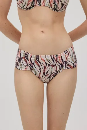 YSABEL MORA Slip bikini midi riducente stampato e arricciato