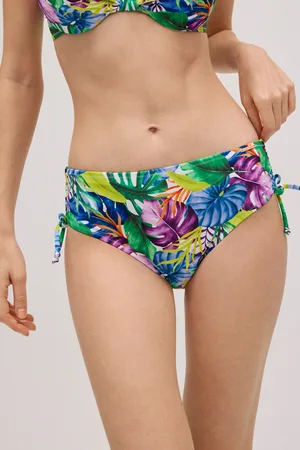 YSABEL MORA Slip bikini midi snellente con stampa tropicale