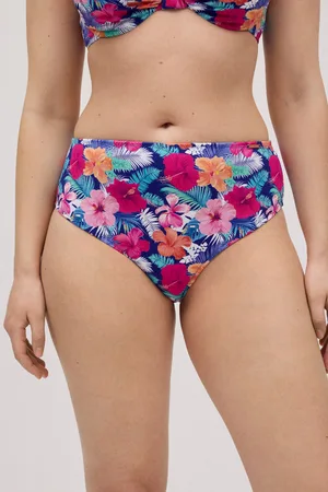 YSABEL MORA Slip bikini modellanti a motivo floreale in piqué alto