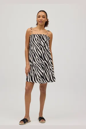 YSABEL MORA Abito corto con spalline annodate a stampa animalier