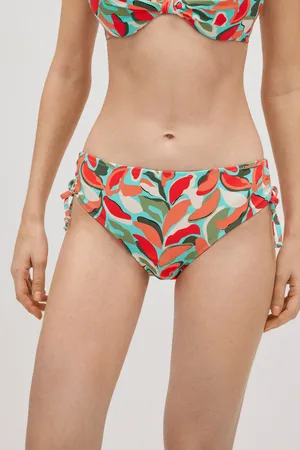 YSABEL MORA Slip bikini snellente midi in micropiqué con stampa tropicale