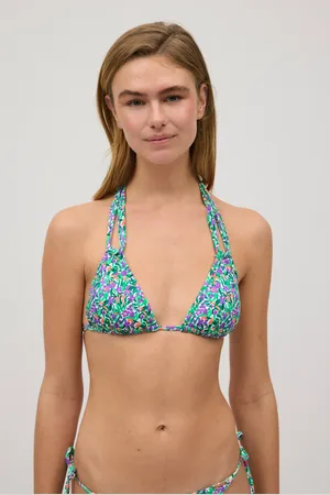 YSABEL MORA Top bikini a triangolo con stampa micropiqué