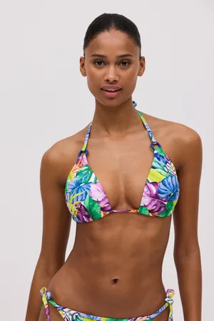 YSABEL MORA Top bikini a triangolo push-up con stampa tropicale