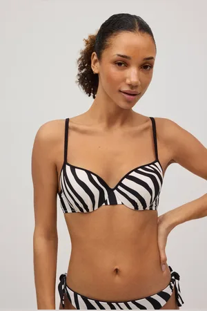 YSABEL MORA Top bikini con stampa animalier e dettaglio drappeggiato