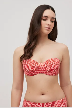 YSABEL MORA Top bikini a fascia con stampa piqué coppa C