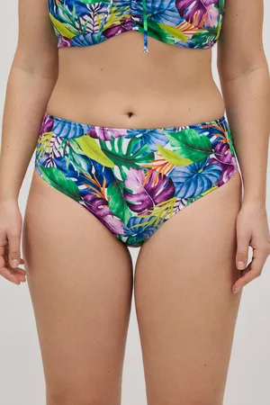 YSABEL MORA Slip bikini molto riducente con stampa tropicale