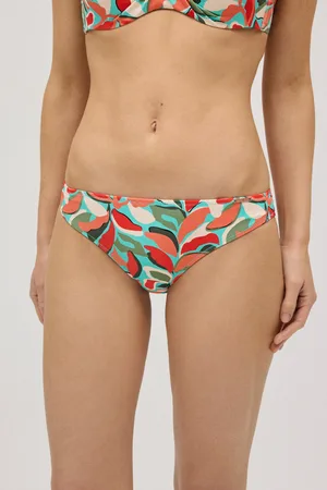 YSABEL MORA Slip bikini in micropiqué con stampa tropicale