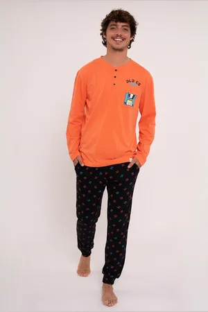 Muydemi Pigiama lungo da uomo in cotone Old is Cool |