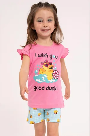 Muydemi Pigiama corto per bambini Good Duck in cotone rosa |