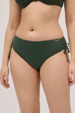 YSABEL MORA Slip bikini snellente midi in micropiqué verde scuro