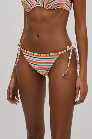 YSABEL MORA Slip bikini annodato con stampa micropiqué a righe