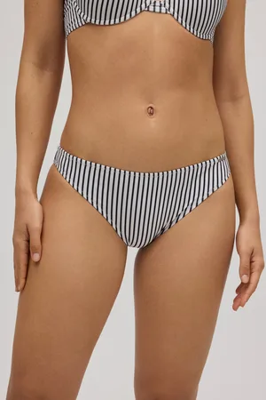 YSABEL MORA Slip bikini a righe bianche e nere