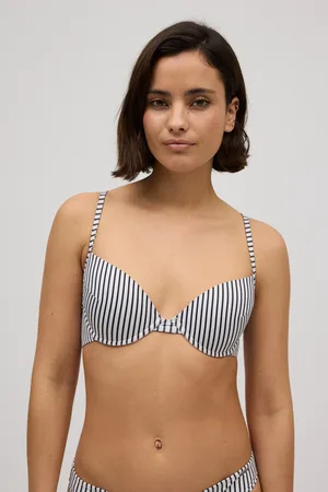YSABEL MORA Classico top bikini a righe bianche e nere con ferretto