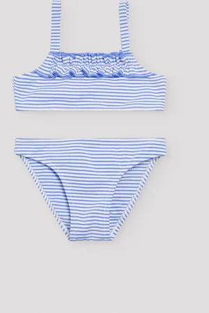 YSABEL MORA Set bikini da bambina con stampa e texture a righe