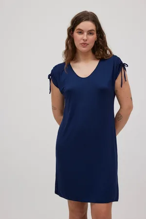 YSABEL MORA Abito corto con dettaglio manica blu scuro