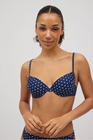 YSABEL MORA Top bikini classico con ferretto a pois blu scuro