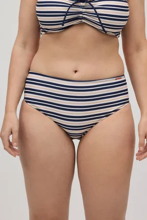 YSABEL MORA Slip bikini molto riducente a righe blu scuro