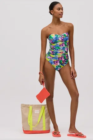 YSABEL MORA Costume da bagno snellente a fascia con stampa tropicale