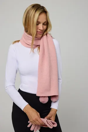 YSABEL MORA Set sciarpa e guanti con dettaglio pompon