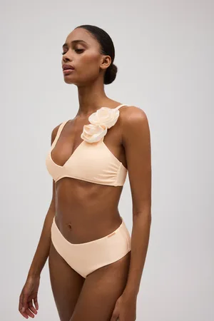 YSABEL MORA Set bikini a triangolo con dettagli floreali e mutandine midi a V con vita a V