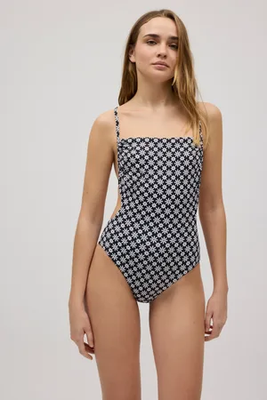 YSABEL MORA Costume da bagno trikini bianco e nero senza schienale senza imbottitura