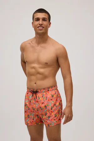 YSABEL MORA Costume corto con stampa hawaiana leggera