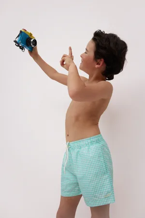YSABEL MORA Costume da bagno corto da bambino con stampa a quadretti