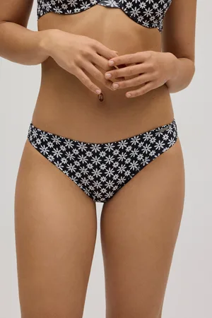 YSABEL MORA Slip bikini a fiori bianchi e neri