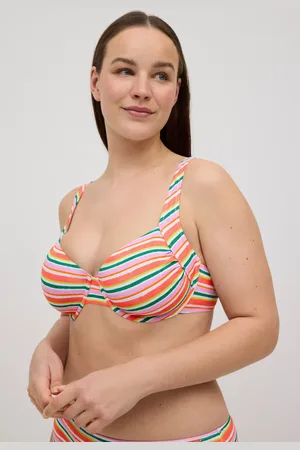 YSABEL MORA Top bikini snellente stampato a righe in micropiqué per coppe C e D