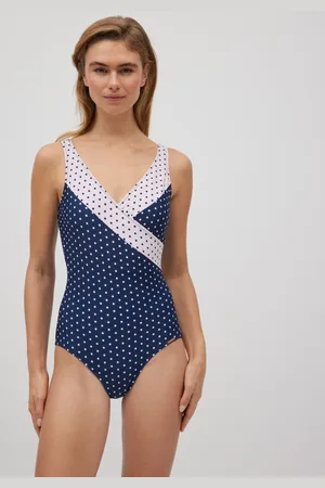 YSABEL MORA Costume modellante con scollo a V a pois