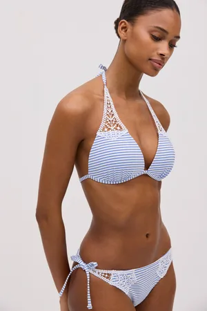 YSABEL MORA Completo bikini a triangolo push-up a righe con dettagli all