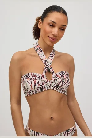 YSABEL MORA Top bikini a fascia stampato annodato al collo