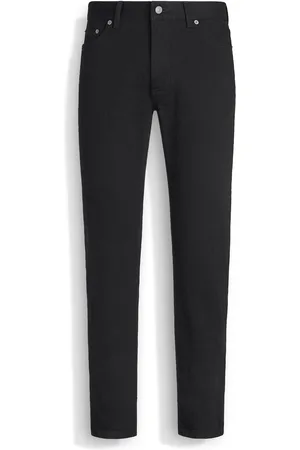 Ermenegildo Zegna Jeans Roccia in Cotone Elasticizzato Rinse Wash Neri
