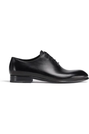 Ermenegildo Zegna Oxford Wholecut Vienna da Sera in Pelle Lucidata a Mano Nera
