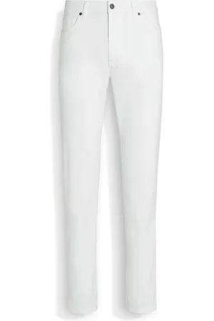 Ermenegildo Zegna Jeans Roccia in Cotone Elasticizzato Bianchi