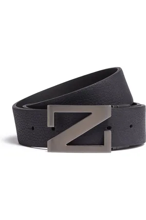 Ermenegildo Zegna Cintura Reversibile in Pelle Blu Navy e Nera