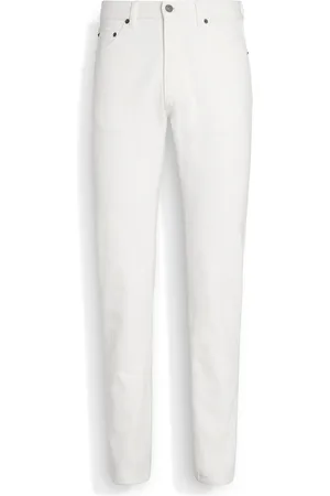 Ermenegildo Zegna Jeans Roccia in Cotone Elasticizzato Rinse Wash Bianchi