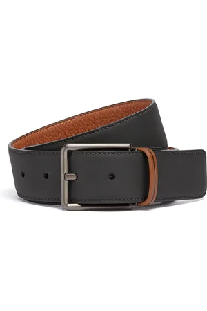 Ermenegildo Zegna Cintura Reversibile in Pelle Nera e Foliage