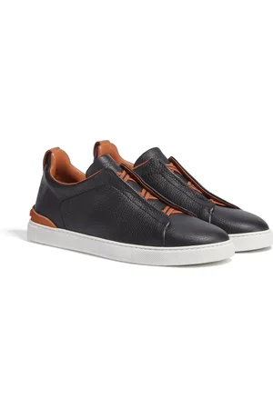 Ermenegildo Zegna Sneaker Triple Stitch in Pelle di Cervo Nere