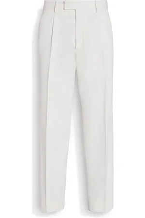 Ermenegildo Zegna Pantaloni in Cotone e Lana Bianchi