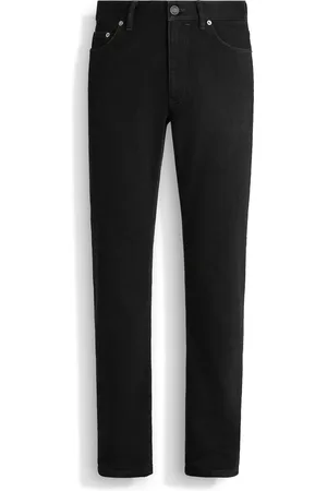 Ermenegildo Zegna Jeans Roccia in Cotone Elasticizzato Rinse Wash Neri