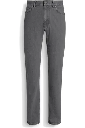 Ermenegildo Zegna Jeans Roccia in Cotone Elasticizzato Stone Wash Grigi