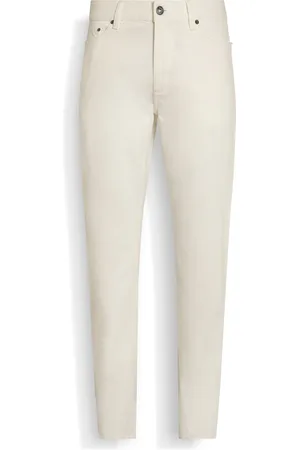 Ermenegildo Zegna Jeans Roccia in Cotone Stone Wash Bianchi